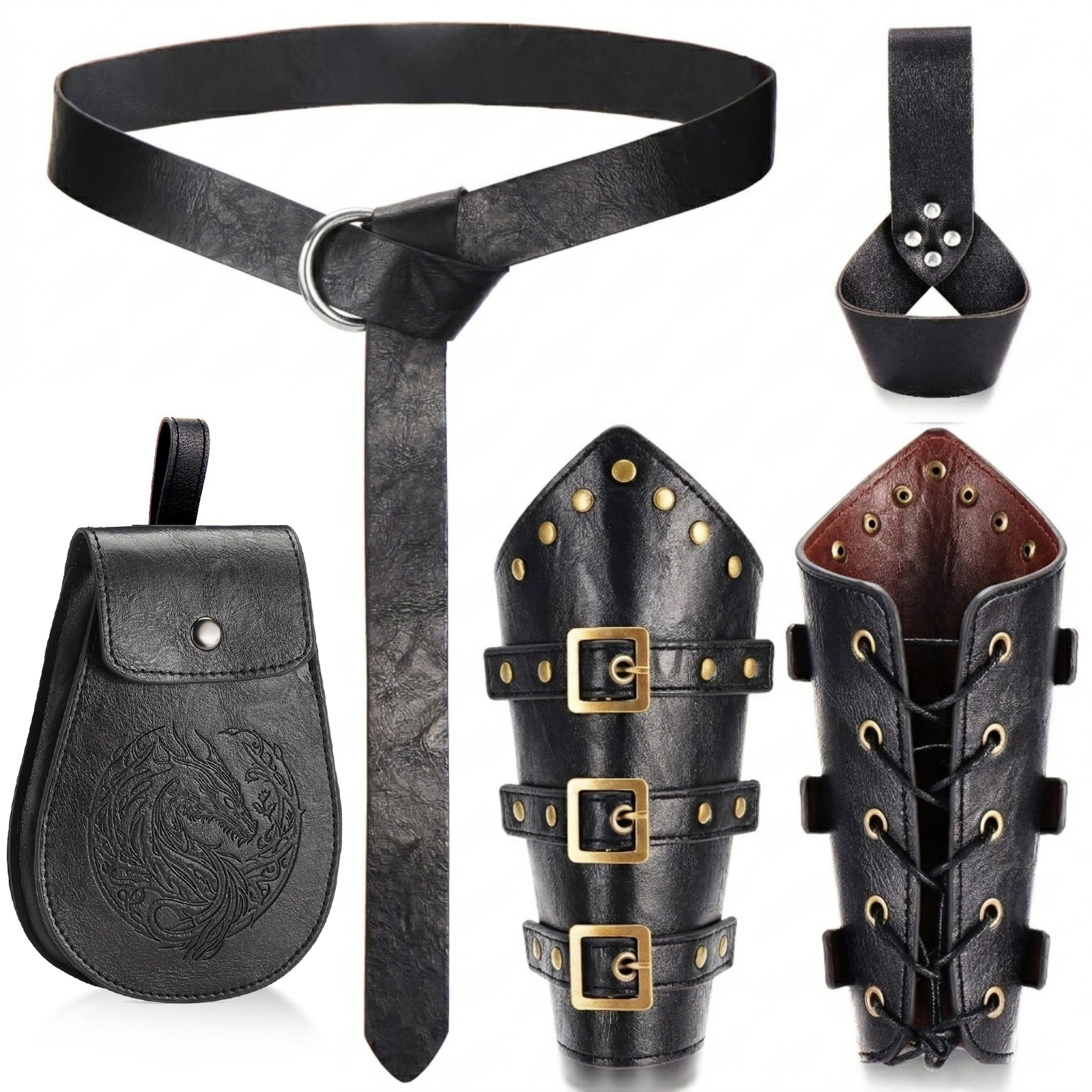 Cosplay Prop Patterns - 5pcs Renaissance Costume Accessories Leather Waist