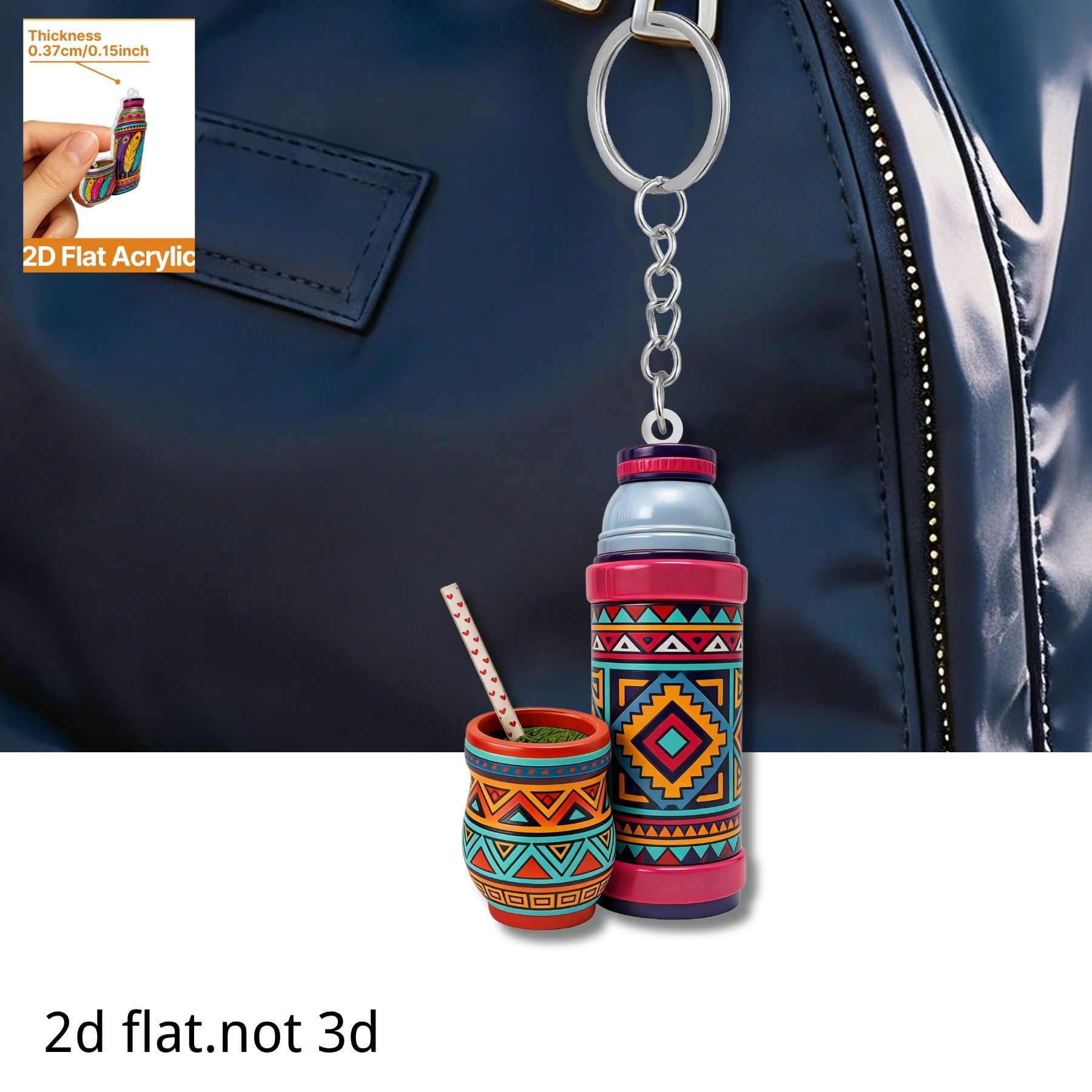 Worbla Thermoplastic - Thermos Cup Keychain,2D Flat Acrylic Pendant,Mate