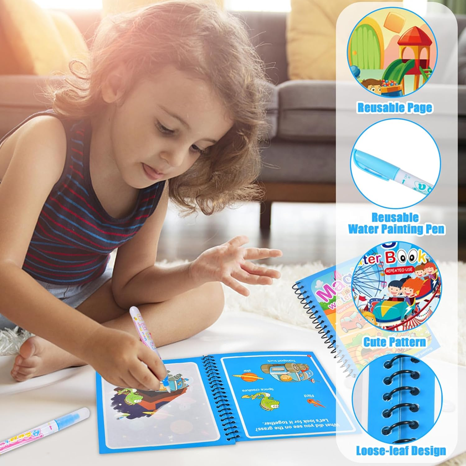 Cosplay Prop Book - 1pc Reusable Water Drawing Book Magic