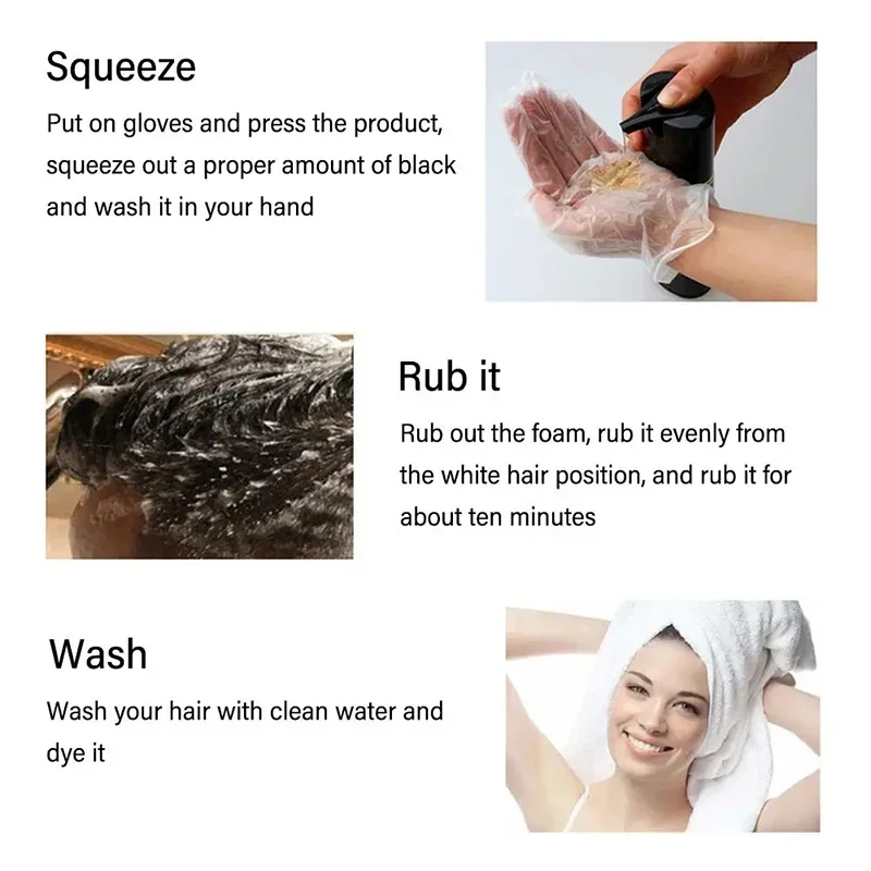 Black Hair Dye Shampoo 3 In 1  - Hair Spray Color 评论和价格