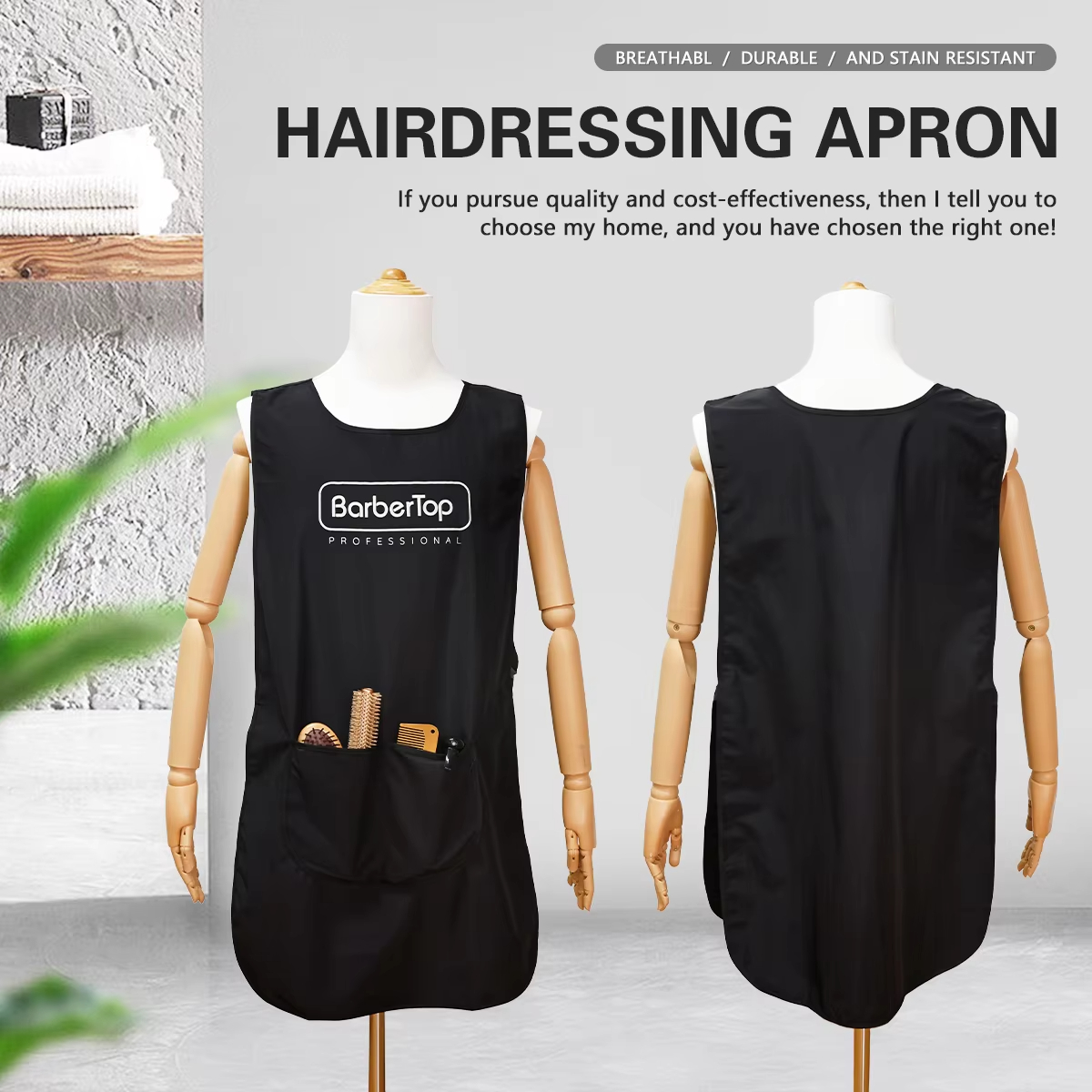 Barbertop Black Stylist Apron  - Hair Spray Color 评论和价格
