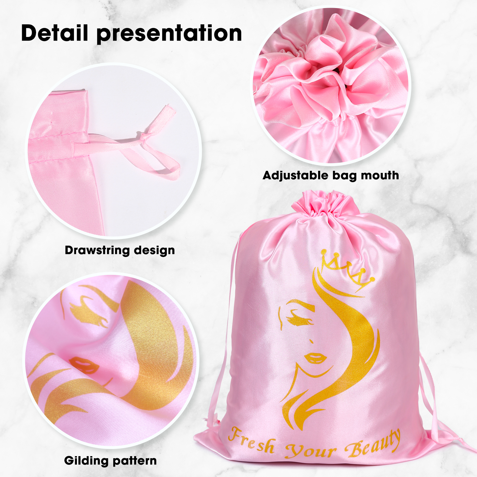 Satin Wig Bag With Drawstring  - Aerith Cosplay Prop 评论和价格